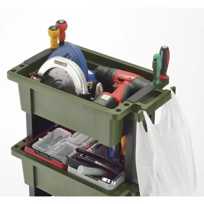 JEJ Astage Carrello portautensili mobile resistente con contenitore superiore Green Black