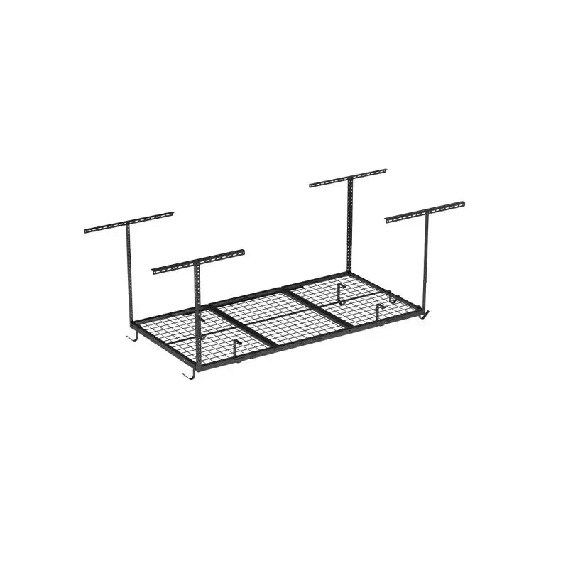 FLEXIMOUNTS OHK36B-E Scaffale da Soffitto 91x183cm per Garage con 8 Ganci Accessori Nero