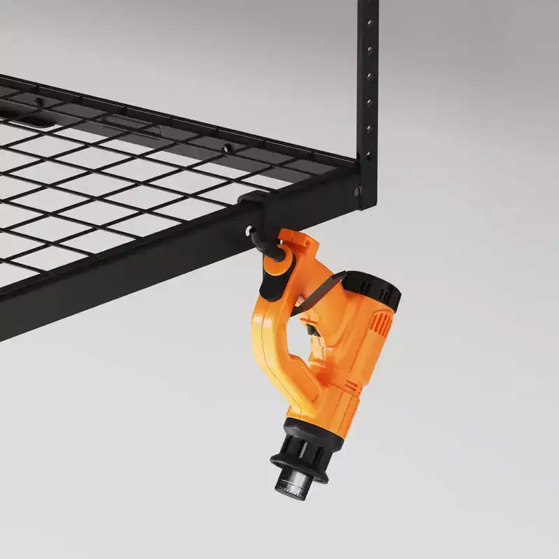 FLEXIMOUNTS OHK36B-E Scaffale da Soffitto 91x183cm per Garage con 8 Ganci Accessori Nero