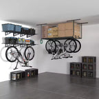 FLEXIMOUNTS OHK36B-E Scaffale da Soffitto 91x183cm per Garage con 8 Ganci Accessori Nero
