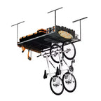 FLEXIMOUNTS OHK46B-E Scaffale da Soffitto 4'x6' per Garage con 8 Ganci Accessori Nero: Scaffale per Contenitori in Acciaio, Capacità 204 kg