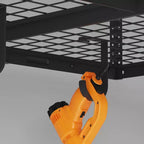FLEXIMOUNTS OHK46B-E Scaffale da Soffitto 4'x6' per Garage con 8 Ganci Accessori Nero: Scaffale per Contenitori in Acciaio, Capacità 204 kg