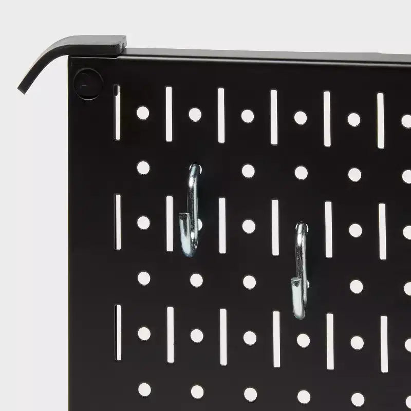 Pannello Forato Quadrato in Metallo da 16" - Brightroom™: Organizzatore da Parete e Garage, Acciaio al Carbonio, Nero, Capacità 45 kg