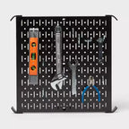 Pannello Forato Quadrato in Metallo da 16" - Brightroom™: Organizzatore da Parete e Garage, Acciaio al Carbonio, Nero, Capacità 45 kg