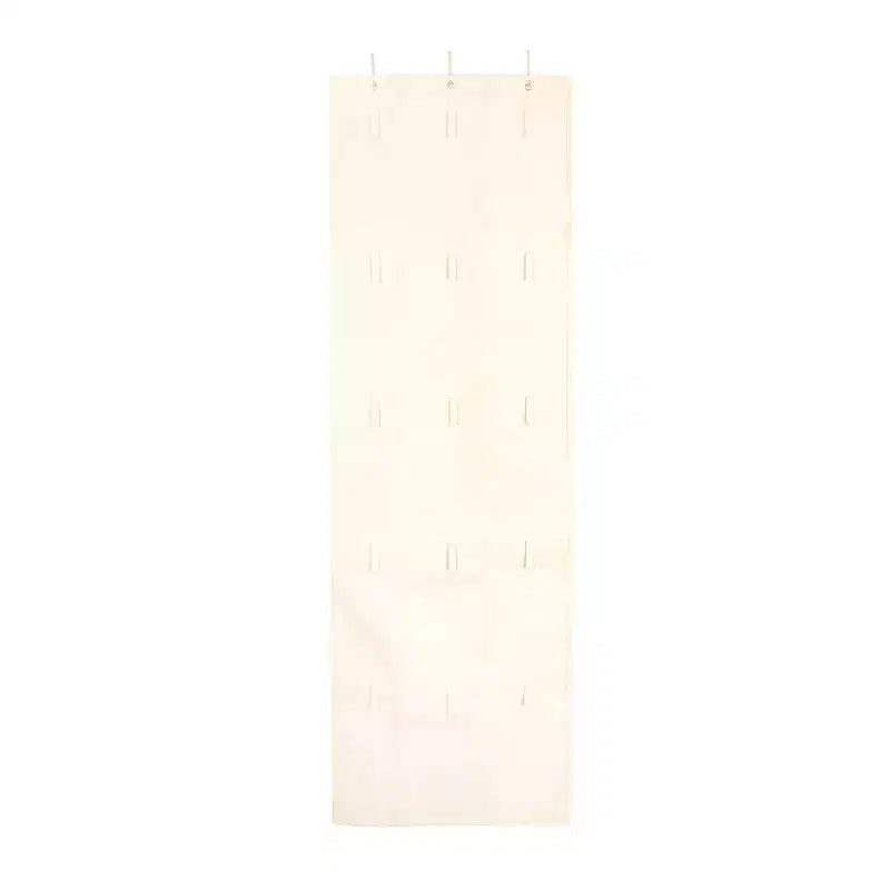 Organizer per cappelli e berretti Household Essentials Over the Door in misto cotone con 15 appendini a strappo, colore naturale
