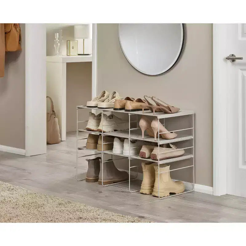 Joseph Joseph Scarpiera Regolabile Level Plus - Contiene 12 Paia: Struttura Autoportante in Acciaio al Carbonio, Bianco Sporco, Larghezza 75.7 cm