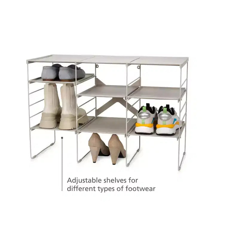 Joseph Joseph Scarpiera Regolabile Level Plus - Contiene 12 Paia: Struttura Autoportante in Acciaio al Carbonio, Bianco Sporco, Larghezza 75.7 cm