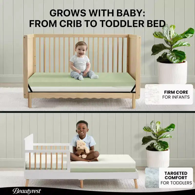 Beautyrest Silver PureAir Materasso per Lettino e Bambino a Due Fasi - Greenguard Gold - Bianco/Verde