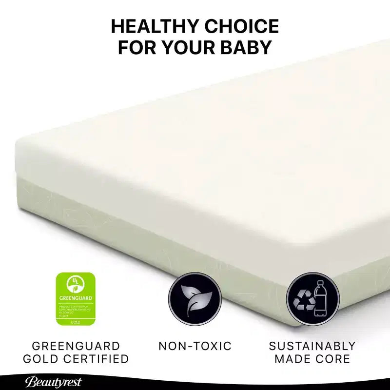 Beautyrest Silver PureAir Materasso per Lettino e Bambino a Due Fasi - Greenguard Gold - Bianco/Verde