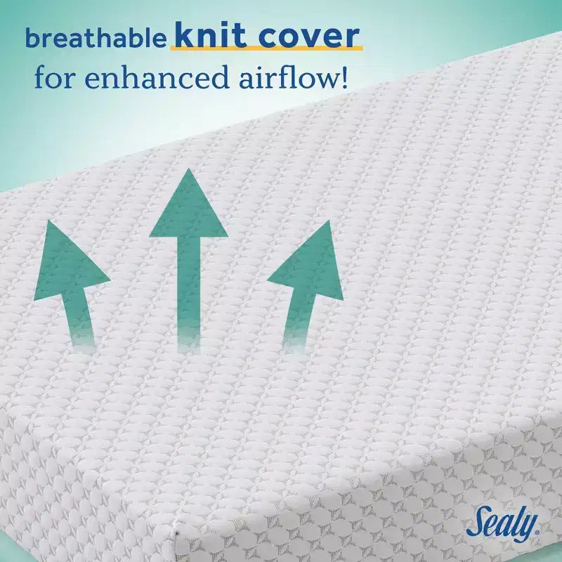 Sealy Refresh Materasso in schiuma traspirante in maglia per culla da 6" - Bianco: Lato Rigido/Lato Morbido, Ipoallergenico, Fodera Impermeabile