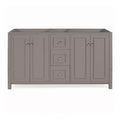 Alaterre Furniture Williamsburg 60 in. Double Sink Bathroom Vanity - Freestanding Cabinet Without Top, Gray