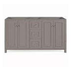 Alaterre Furniture Williamsburg 60 in. Double Sink Bathroom Vanity - Freestanding Cabinet Without Top, Gray