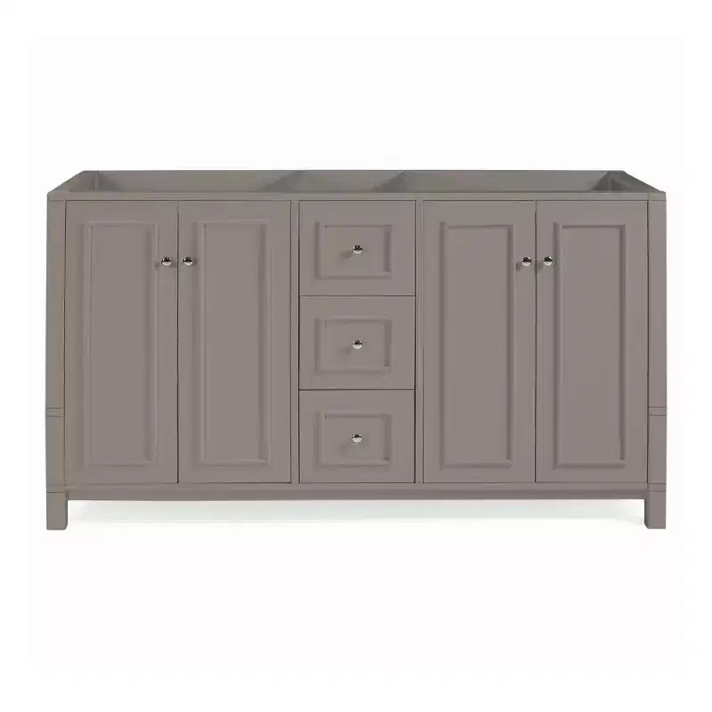 Alaterre Furniture Williamsburg 60 in. Double Sink Bathroom Vanity - Freestanding Cabinet Without Top, Gray
