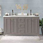 Alaterre Furniture Williamsburg Mobile da bagno doppio lavabo 60 pollici - Mobile autoportante senza piano, grigio