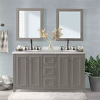 Alaterre Furniture Williamsburg Mobile da bagno doppio lavabo 60 pollici - Mobile autoportante senza piano, grigio