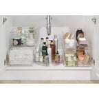 iDESIGN Linus Organizer Rotante in Plastica Trasparente: Contenitore Rotante per Mobiletto Bagno