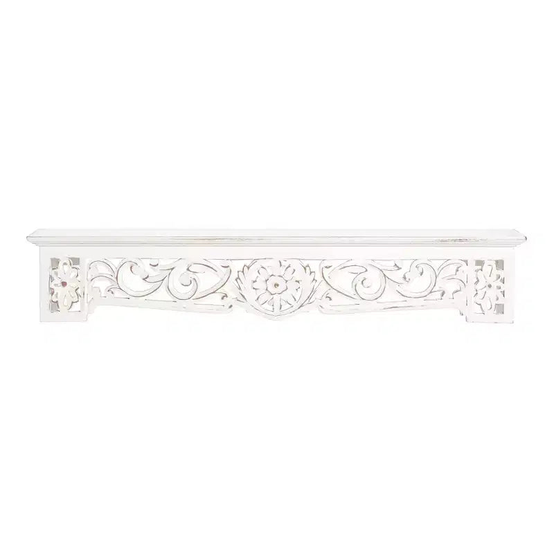 Brewster 30" Morris White Ledge Shelf: Bohemian Style MDF No Assembly Required Decorative Wall Shelf Set