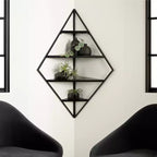 Kate & Laurel All Things Decor 24"x17"x38" Mensola angolare da parete Melora in metallo e legno, nera