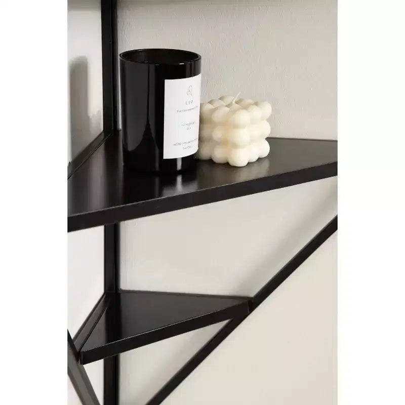 Kate & Laurel All Things Decor 24"x17"x38" Mensola angolare da parete Melora in metallo e legno, nera