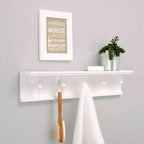 Kiera Grace 24"x4" Kian Mensola a Parete Sospesa con 5 Pioli Bianca: Espositore Integrato, MDF, Ferramenta in Metallo