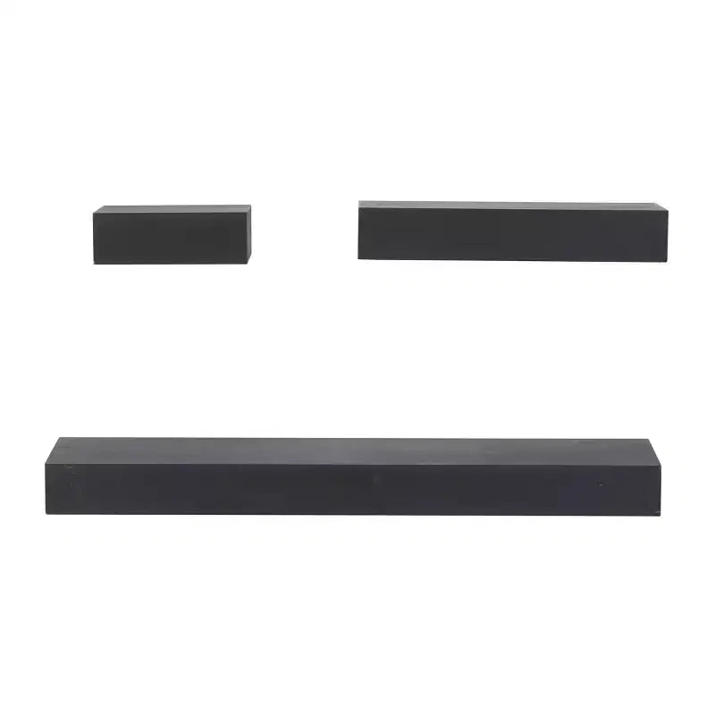 Set of 3 Wood Wall Shelves Black: CosmoLiving by Cosmopolitan, Modern Floating Shelf Set