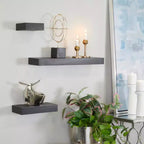 Set di 3 Mensole da Parete in Legno Nere: CosmoLiving by Cosmopolitan, Set Moderno di Mensole Galleggianti