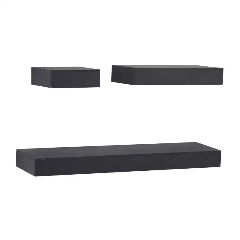 Set di 3 Mensole da Parete in Legno Nere: CosmoLiving by Cosmopolitan, Set Moderno di Mensole Galleggianti