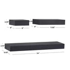 Set di 3 Mensole da Parete in Legno Nere: CosmoLiving by Cosmopolitan, Set Moderno di Mensole Galleggianti