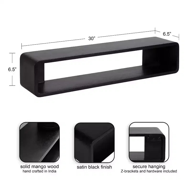 Kate & Laurel All Things Decor 76x18x18cm Deguara Scaffale Galleggiante Nero