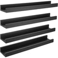 Kiera Grace (Set of 4) 23" Drea Wall Shelves Black: Modern Floating Storage, Decorative MDF Composite