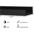 Kiera Grace (Set di 4) Mensole a muro Drea da 58,42 cm Nere: Organizzazione galleggiante moderna, Composito MDF decorativo