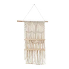Olivia & May 49"X25" Cotton Fabric Macrame Handmade 2 Shelves Wall Shelf White