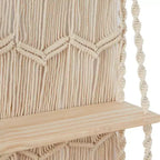 Olivia & May 49"X25" Cotone Tessuto Macramè Fatto a Mano 2 Ripiani Mensola da Parete Bianca