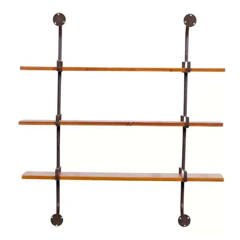 Mensola a muro 38"x38" a 3 livelli in legno con staffe metalliche marroni - Olivia & May: stile industriale, nessun assemblaggio richiesto