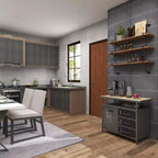 Mensola a muro 38"x38" a 3 livelli in legno con staffe metalliche marroni - Olivia & May: stile industriale, nessun assemblaggio richiesto