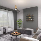 Mensola a muro 38"x38" a 3 livelli in legno con staffe metalliche marroni - Olivia & May: stile industriale, nessun assemblaggio richiesto