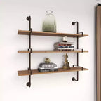 Mensola a muro 38"x38" a 3 livelli in legno con staffe metalliche marroni - Olivia & May: stile industriale, nessun assemblaggio richiesto
