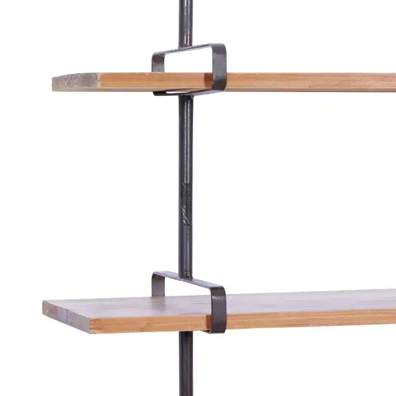 Mensola a muro 38"x38" a 3 livelli in legno con staffe metalliche marroni - Olivia & May: stile industriale, nessun assemblaggio richiesto