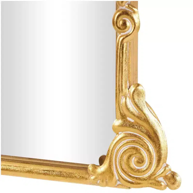 Olivia & May Specchio da Terra Barocco Alto ad Arco in Metallo Dorato 48"x28": Stile Vintage, Attacco a Serratura, Cornice in Legno