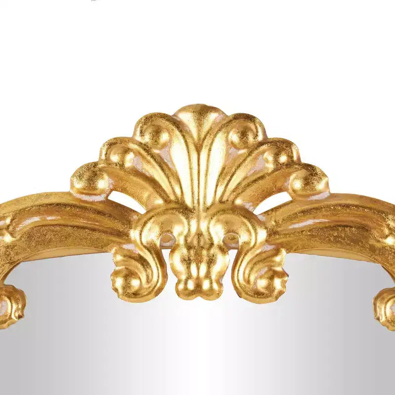 Olivia & May Specchio da Terra Barocco Alto ad Arco in Metallo Dorato 48"x28": Stile Vintage, Attacco a Serratura, Cornice in Legno
