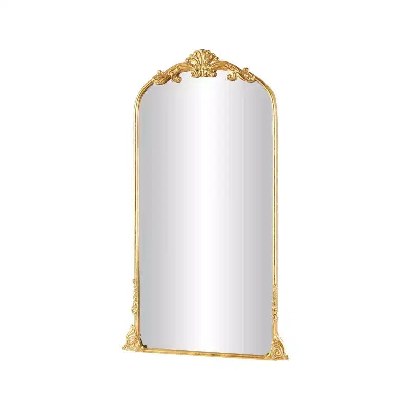 Olivia & May Specchio da Terra Barocco Alto ad Arco in Metallo Dorato 48"x28": Stile Vintage, Attacco a Serratura, Cornice in Legno