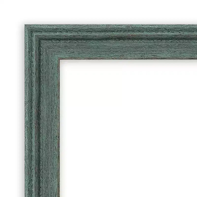 Specchio da parete per bagno in legno riciclato non bisellato da 40"x28" verde acqua/grigio - Amanti Art: rettangolare moderno, montaggio a parete, include l'hardware