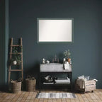 Specchio da parete per bagno in legno riciclato non bisellato da 40"x28" verde acqua/grigio - Amanti Art: rettangolare moderno, montaggio a parete, include l'hardware