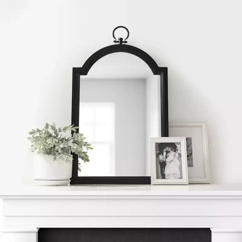 Kate & Laurel All Things Decor Specchio da parete Ohara Arch 18"x30" Nero: Stile tradizionale, Parte superiore arrotondata, Montaggio a parete