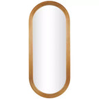 51"x22" Wooden Oval Wall Mirror with Dimensional Carved Frame Brown - Olivia & May