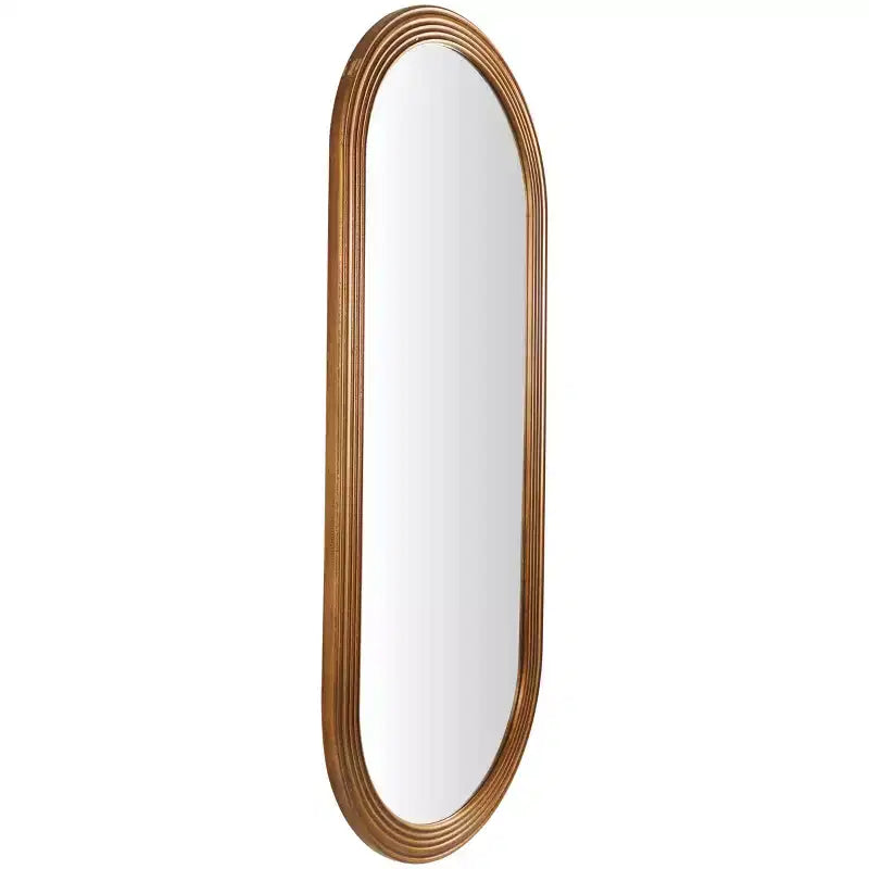 Specchio da parete ovale in legno 51"x22" con cornice intagliata tridimensionale marrone - Olivia & May