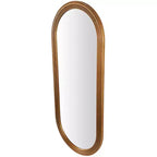 Specchio da parete ovale in legno 51"x22" con cornice intagliata tridimensionale marrone - Olivia & May