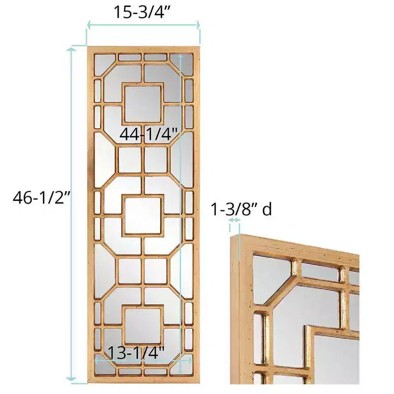 Specchio Howard Elliott Aldrich, 46"x15.75", con cornice, oro antico: stile moderno, montaggio a parete in MDF, nessun assemblaggio richiesto
