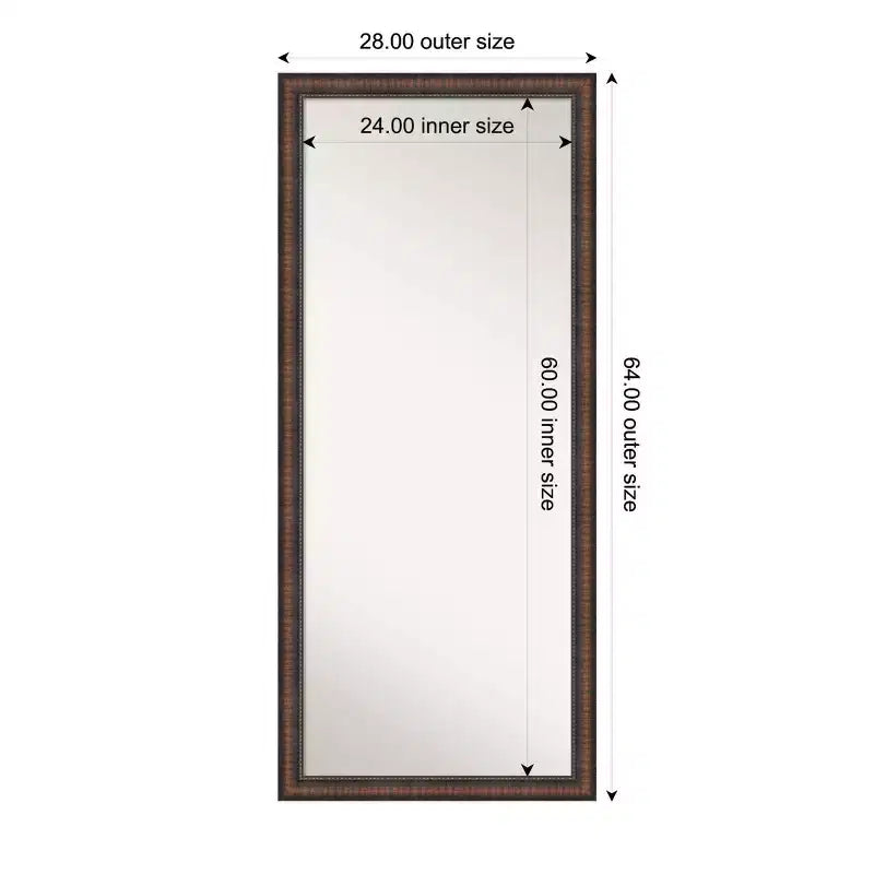 Specchio Amanti Art 28"x64" da appoggio a figura intera senza smussatura Caleb Brown con cornice: Stile rustico da fattoria, cornice in polistirene