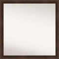 29"x29" Non-Beveled Narrow Wood Bathroom Wall Mirror Warm Walnut - Amanti Art: Modern Square, Wall Mount, Includes Hardware